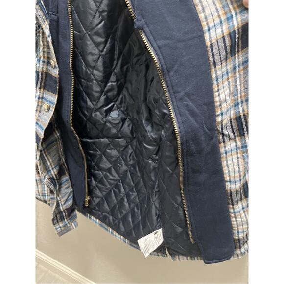 Legendary Whitetails Blue Plaid Quilt Lined Hooded Flannel Shirt Mens Small - Picture 6 of 8